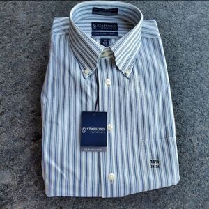 Stafford Men's Blue Striped Shirt